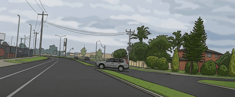 NARROW MEDIAN STRIP